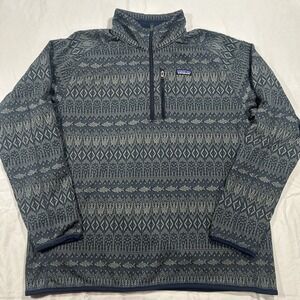 Patagonia Better Sweater Mens 2XL 1/4 Zip Pullover Falconer Legend Aztec Navy